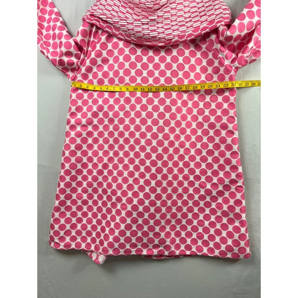 UBU Jacket Women XL Pink White Polka Dot Pleated Hooded Art to Wear Reversible